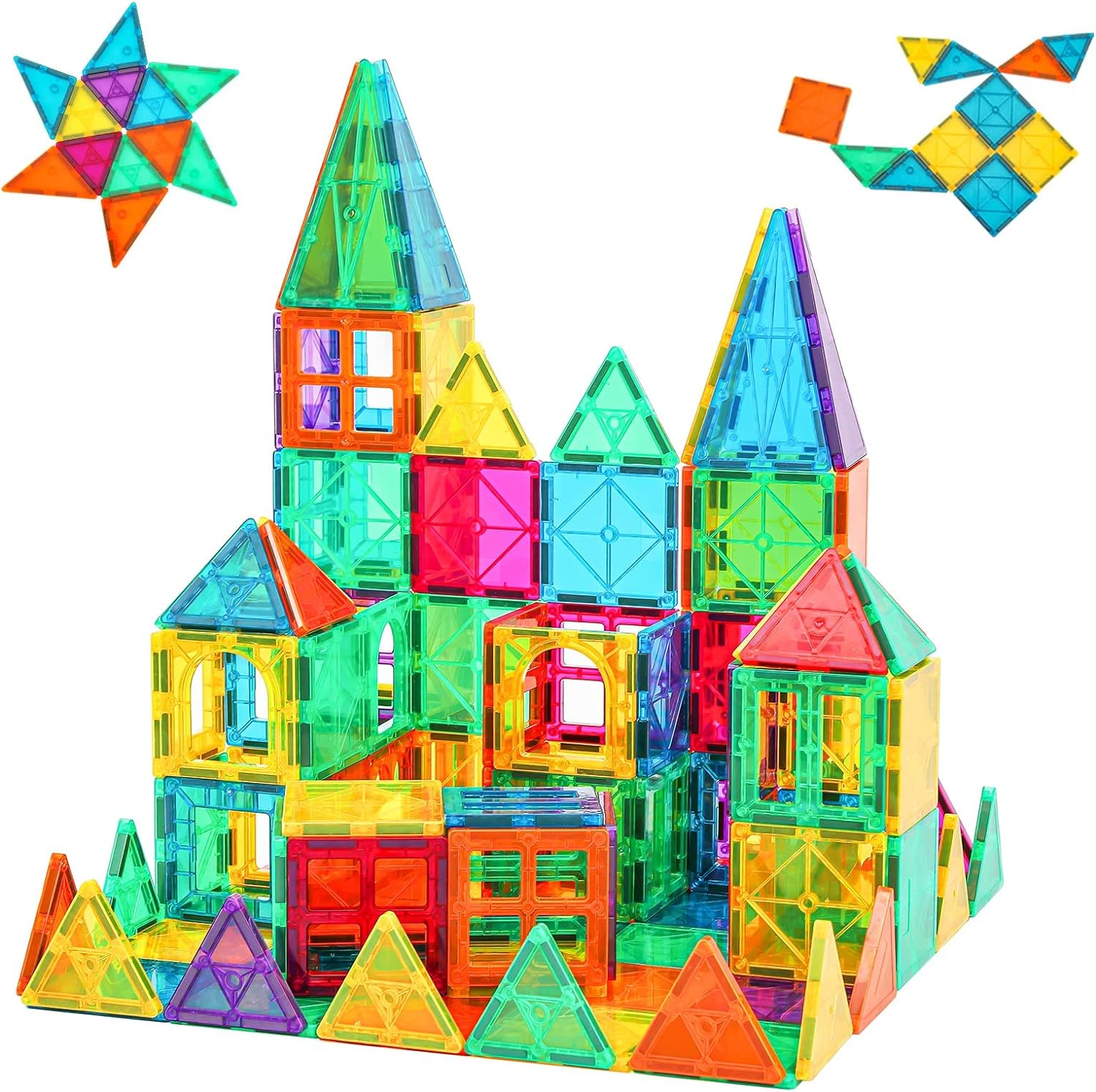 Magnetic Tiles Toys for Kids, Starter Set 3D Magnet Building Blocks Construction Playboards